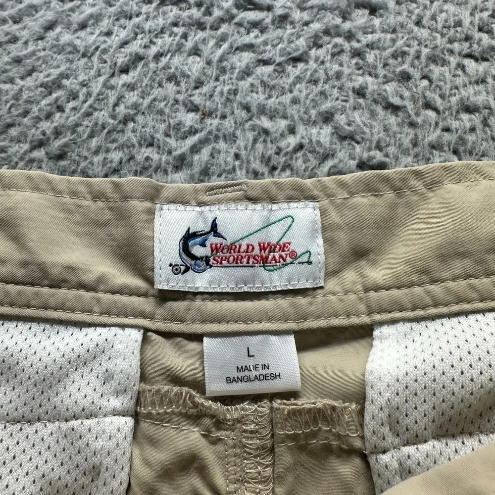 World Wide Sportsman Pant Mens L Brown Nylon Windbreaker Convertible Fishing